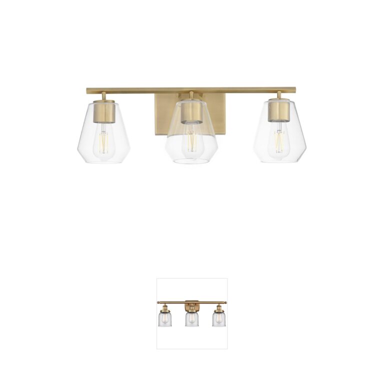 Maxim Lighting Geode 3-Light Natural Aged Brass and Clear Glass Vanity Light