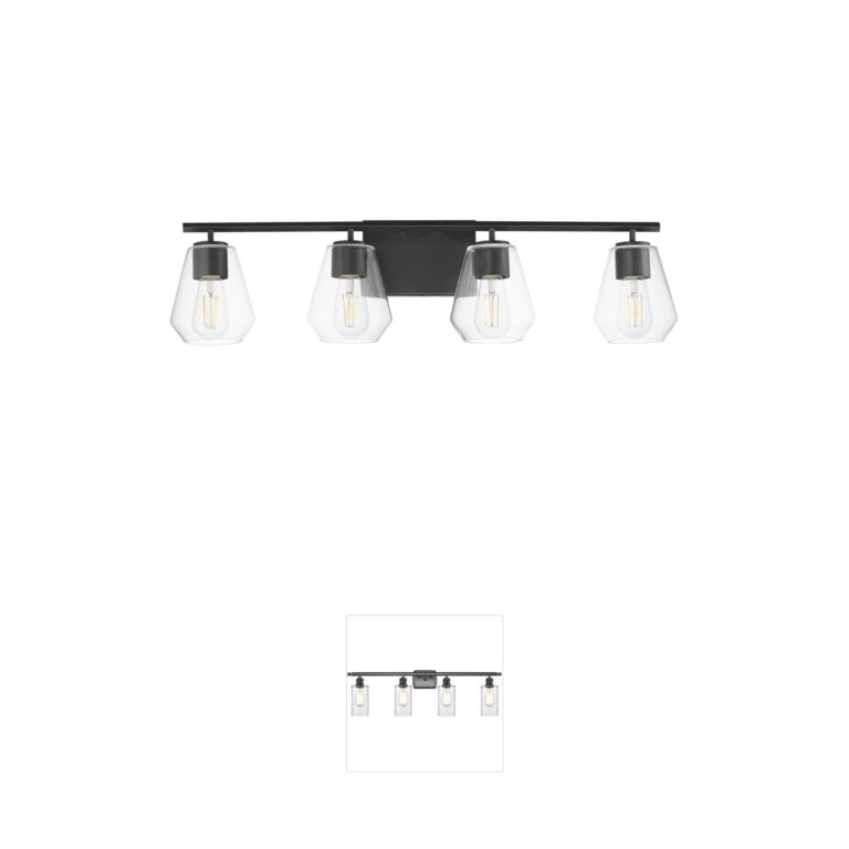 Maxim Lighting Geode 4-Light Black Steel Bath Vanity with Clear Glass