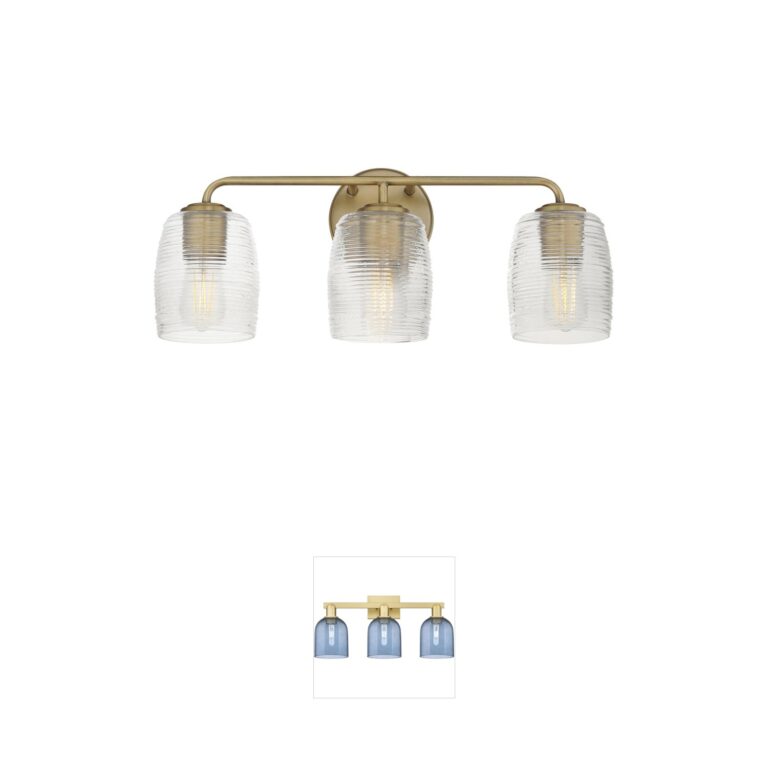 Maxim Lighting Honey 3-Light Bath Vanity in Natural Aged Brass with Clear Ribbed Glass