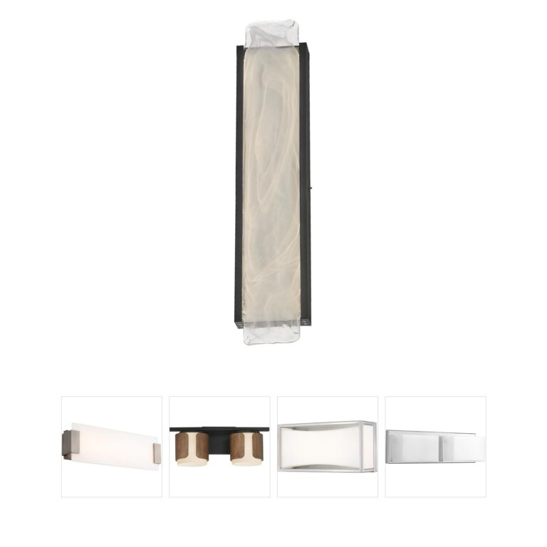ET2 Celine Black LED Vanity Light with White Spiral Glass