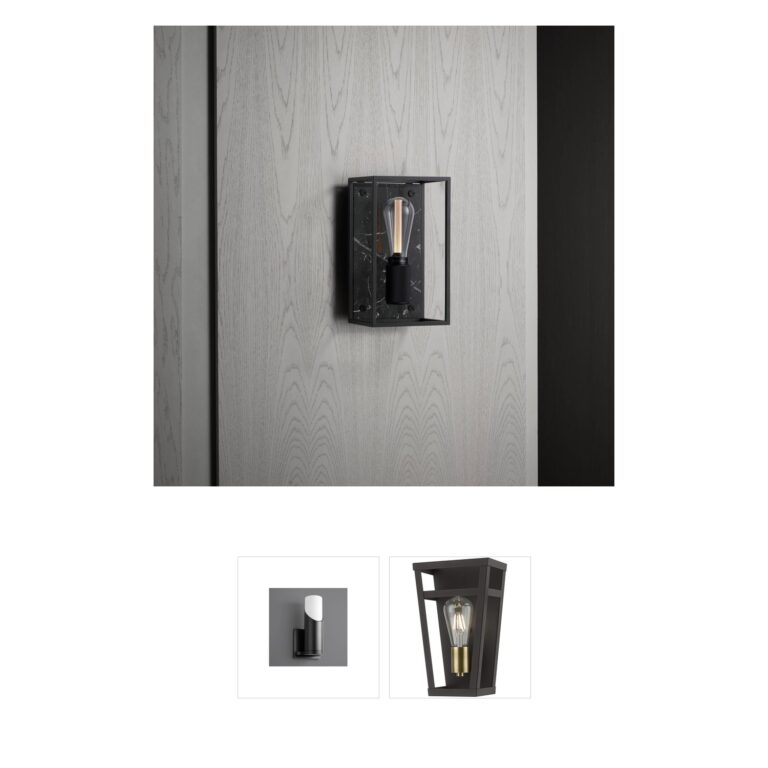 Buster + Punch Caged Medium Wall Sconce in Black Marble with Cross Knurl