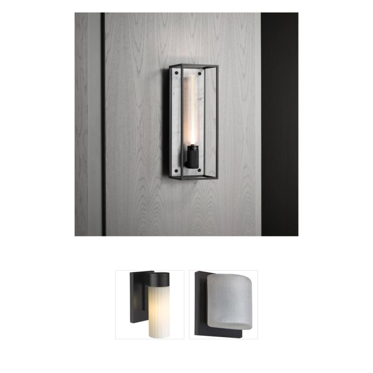 Buster + Punch London Caged White Marble Wall Sconce with Cross Knurl