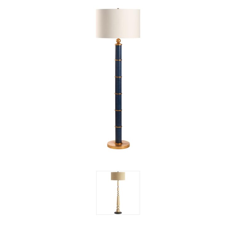 Chelsea House Leather Blue and Gold Adjustable Floor Lamp by Pam Cain