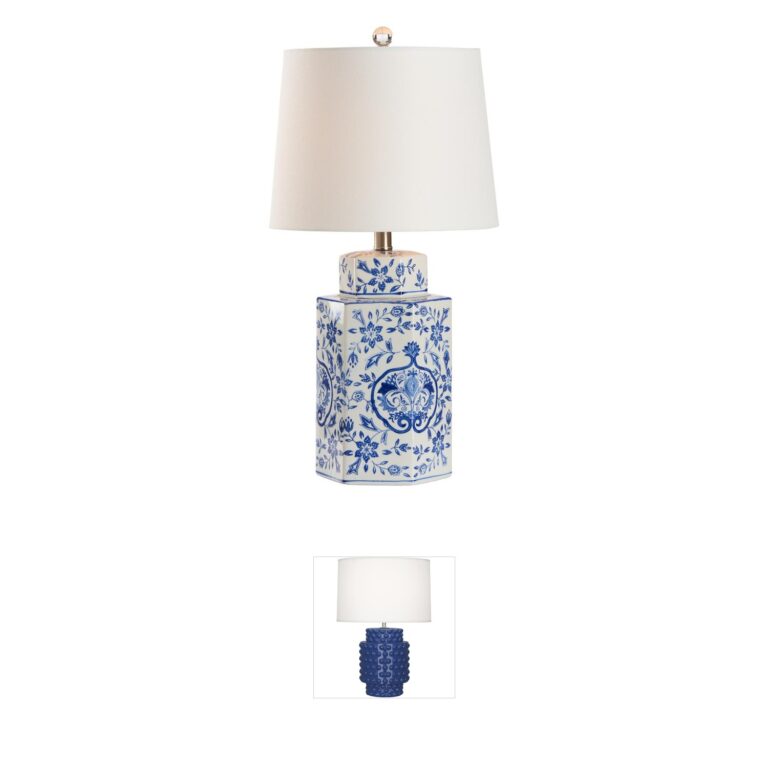 Chelsea House Blue and White Collection Linen Shade Table Lamp
