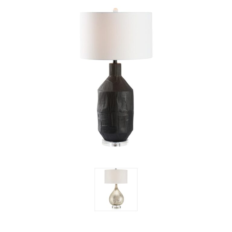 Chelsea House Furrow Black Table Lamp with Linen Shade