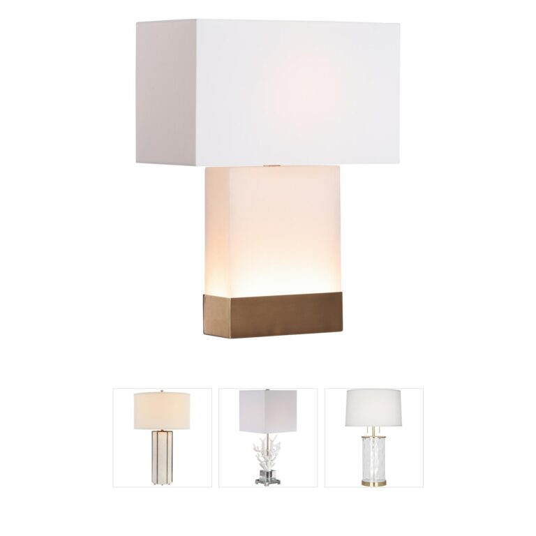 Chelsea House Luster White and Gold Table Lamp with Silkette Shade