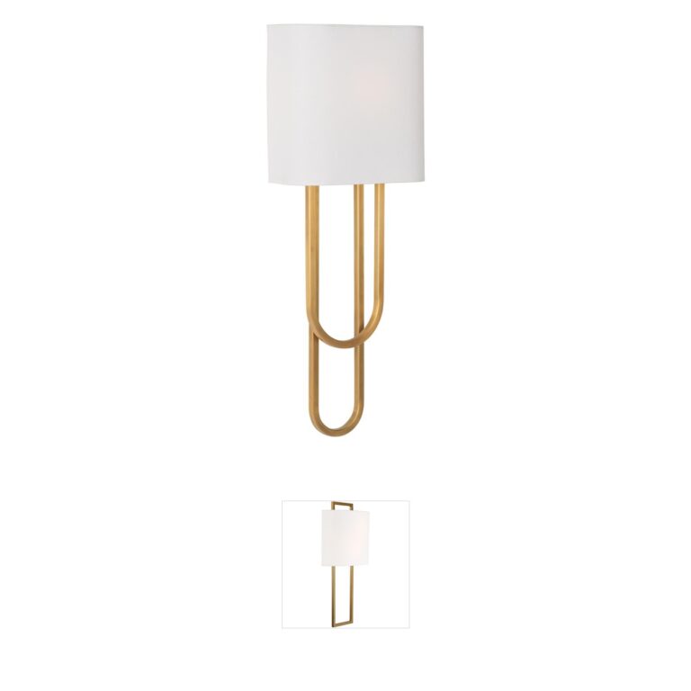 Chelsea House Odeon Aged Brass Wall Sconce with Linen Shade