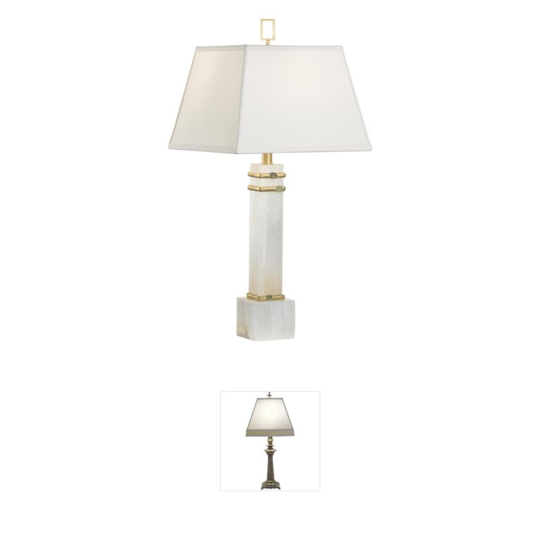 Chelsea House Alabaster Column Table Lamp with Gold Accents