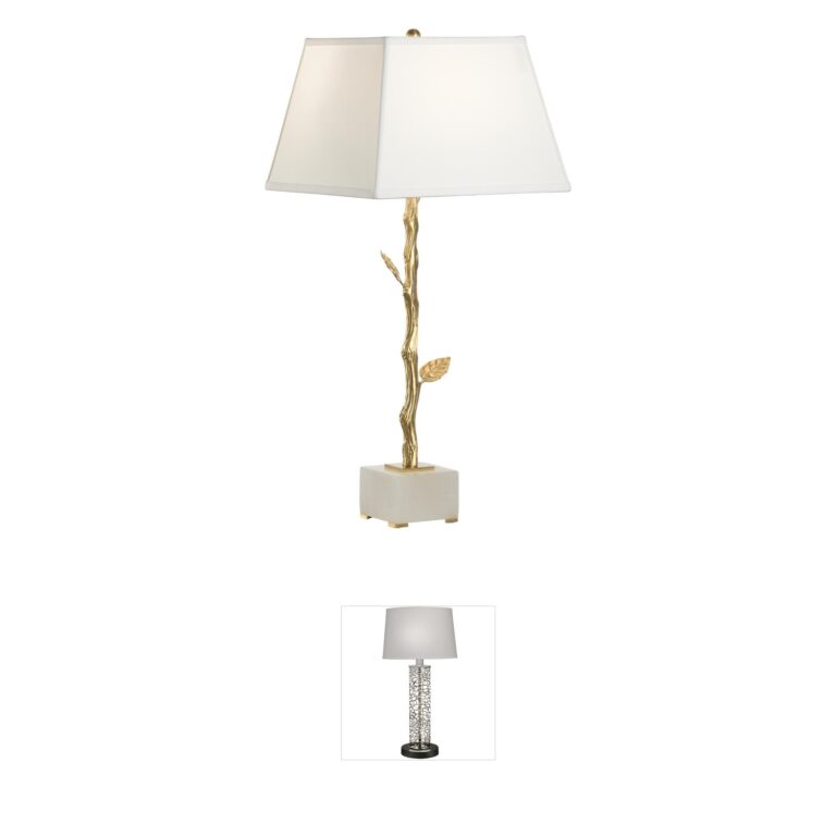 Chelsea House Limb and Leaf Table Lamp - White/Cream & Gold