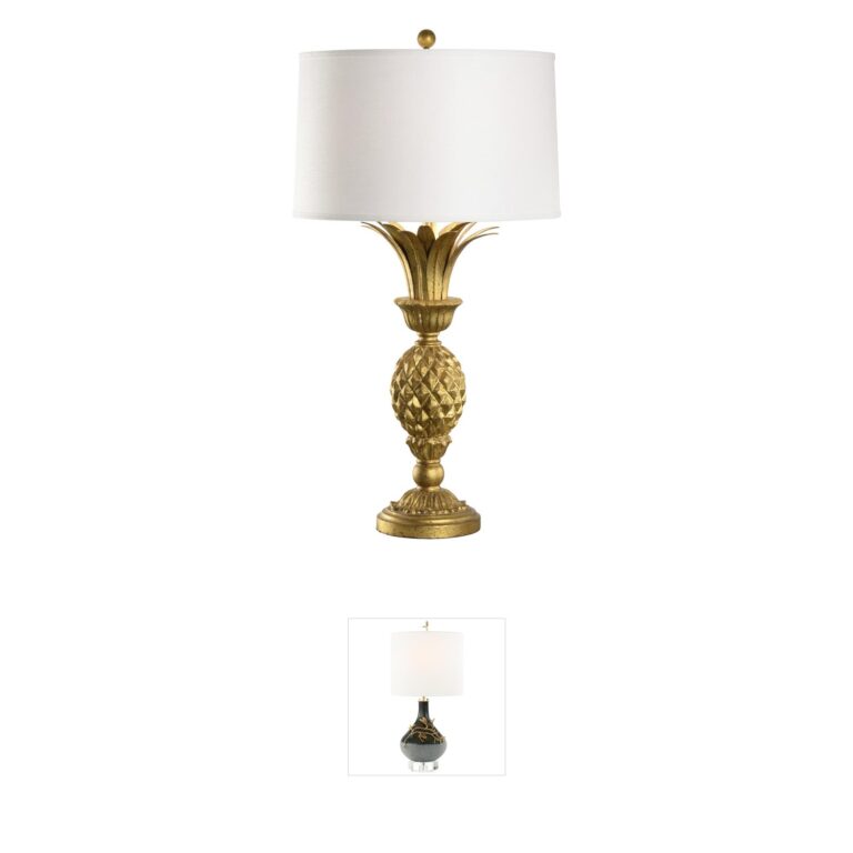 Chelsea House Pineapple Gold Table Lamp with Silkette Shade