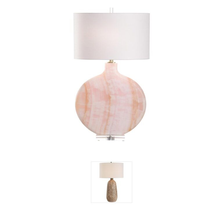 Chelsea House Lizzie Pink & White Linen Table Lamp
