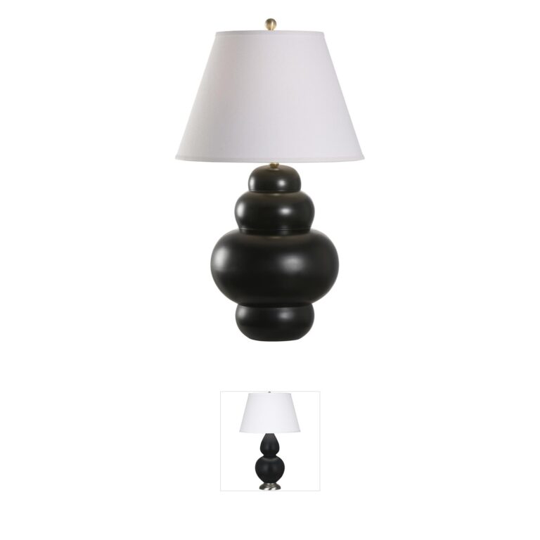 Chelsea House Rotunda Black Table Lamp with Linen Shade