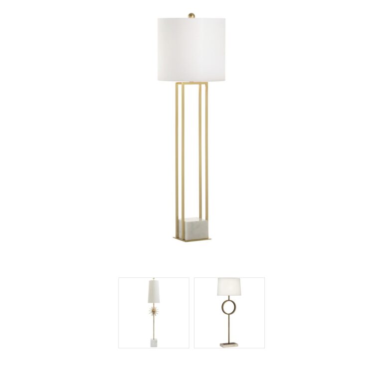 Chelsea House Tower Gold and Linen Buffet Lamp by Shayla Copas