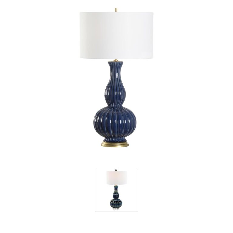 Chelsea House Augusta Blue and Gold Linen Shade Table Lamp