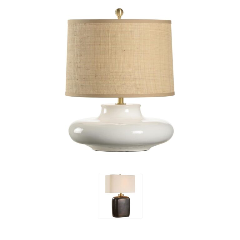 Chelsea House Gainsboro White Table Lamp with Raffia Shade