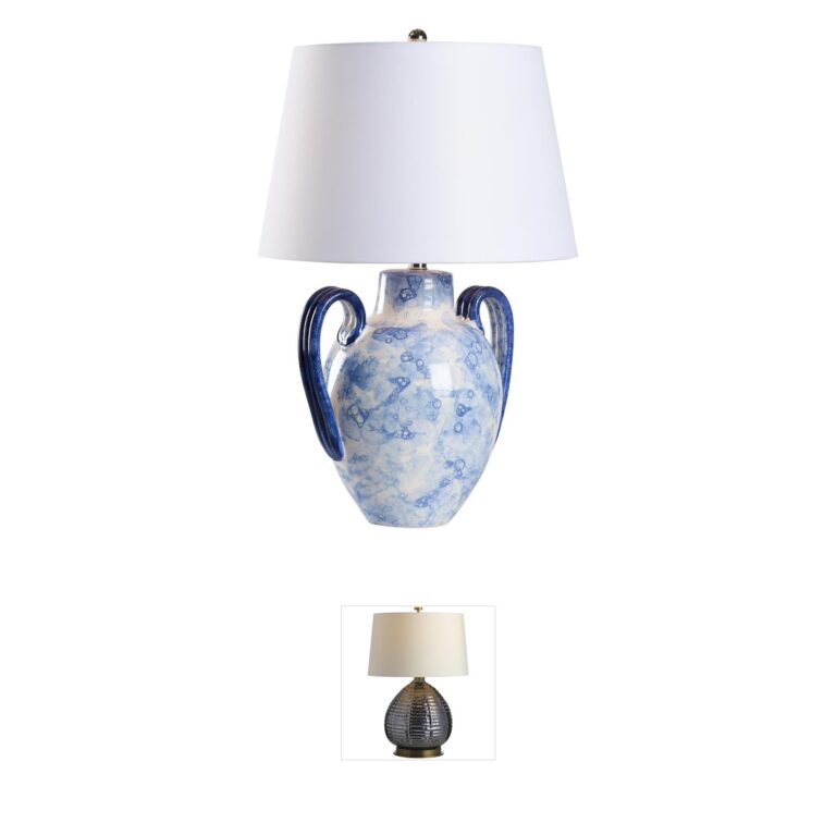 Wildwood Corsini Blue & White Linen Table Lamp