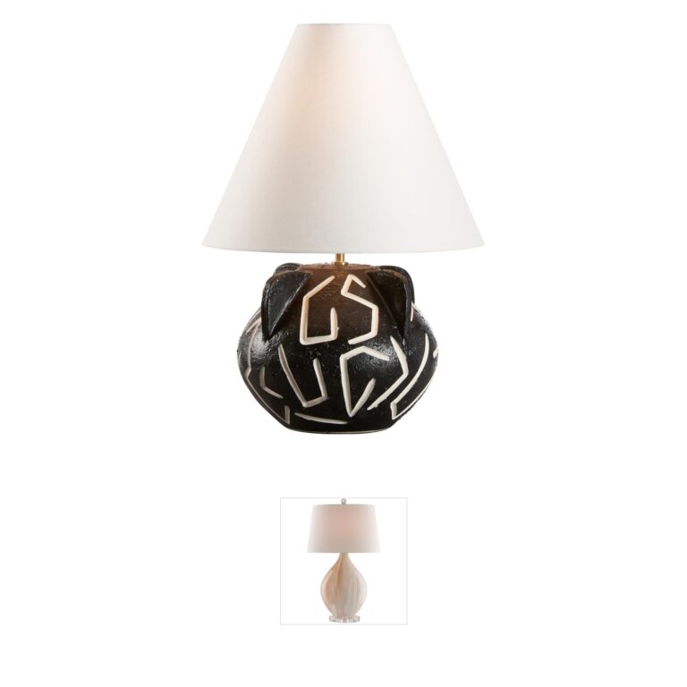 Wildwood Loris Black and White Linen Table Lamp