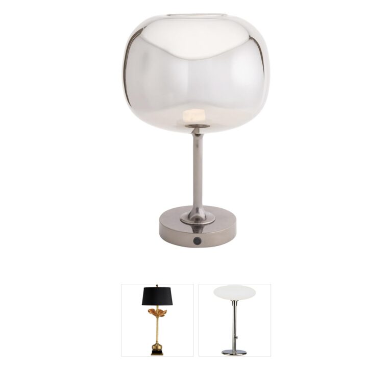 Wildwood Sterling Rechargeable Black Glass Table Lamp