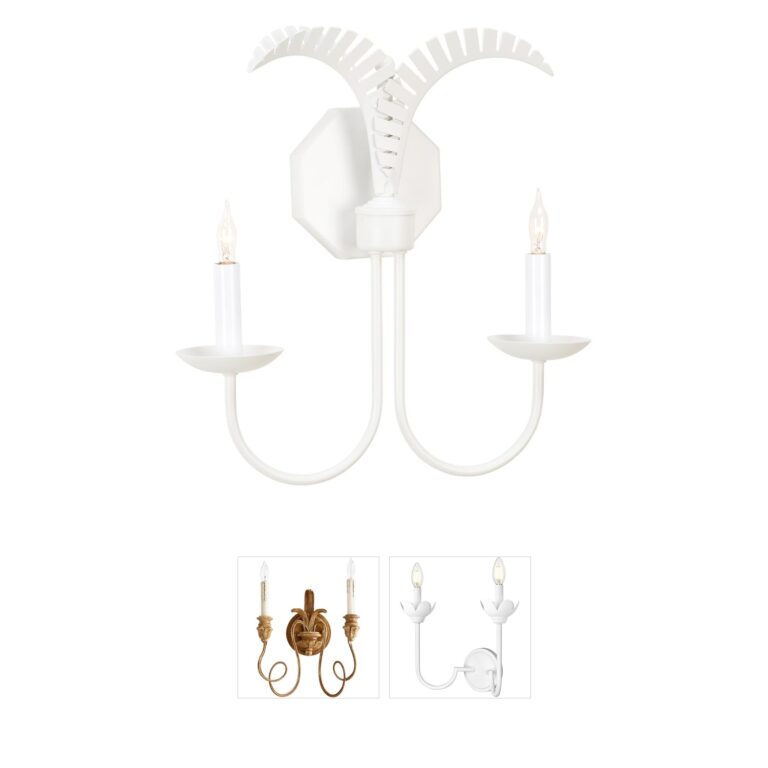 Wildwood Petite Palm 2-Light White Designer Wall Sconce