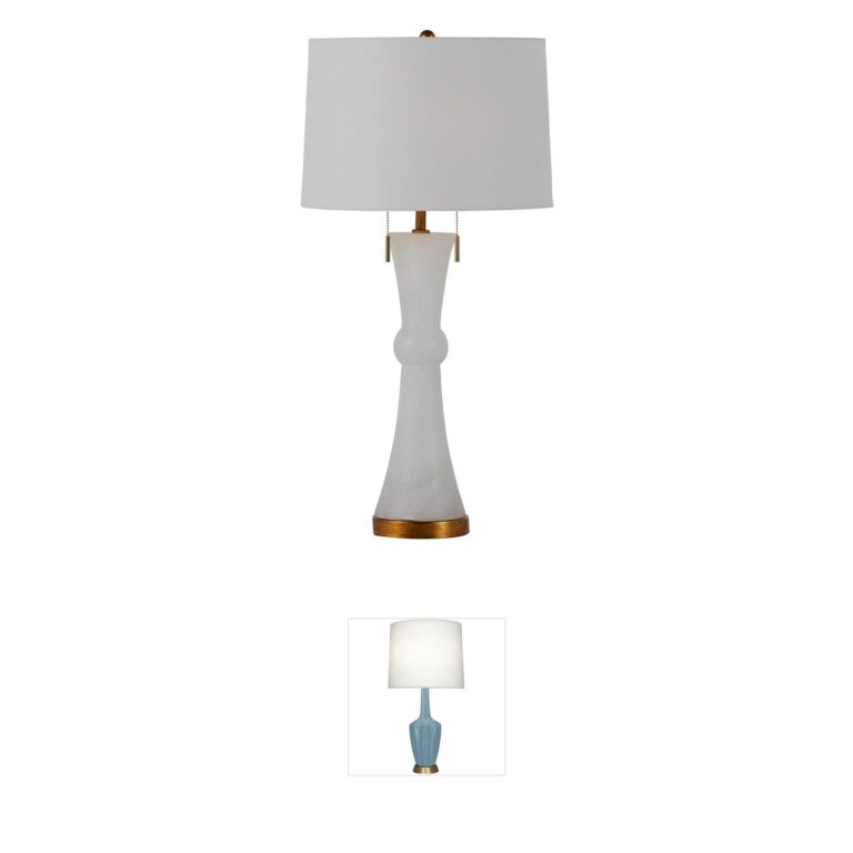 Gabby Alice Alabaster and Gilded Gold Hourglass Table Lamp
