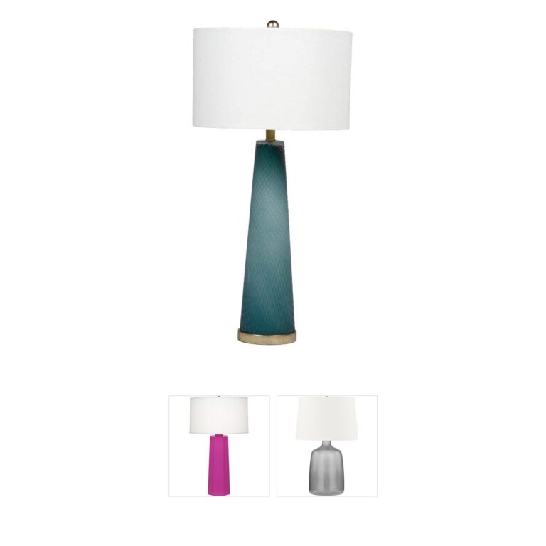 Gabby Brianna Blue Hand-Cut Glass Table Lamp
