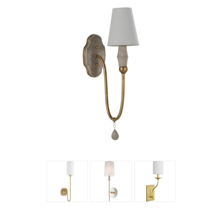 Gabby Clay Distressed Ivory Wood & Metal Wall Sconce