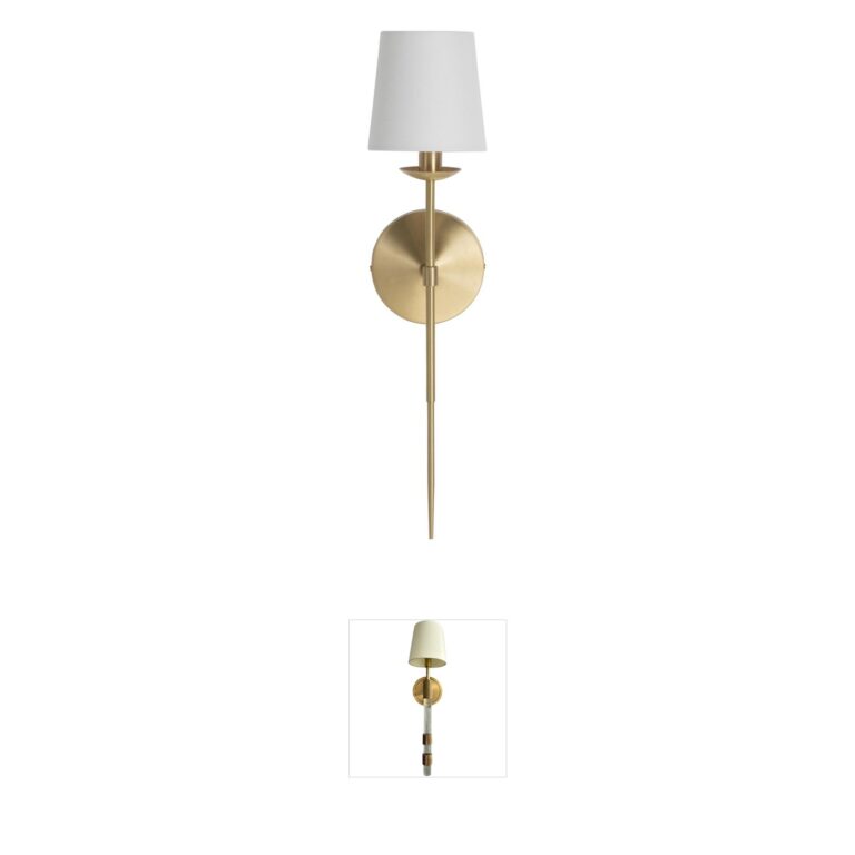 Gabby Granville Brass and White Linen Torch Sconce