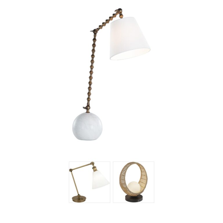 Gabby Nadine Alabaster and Antique Brass Task Lamp