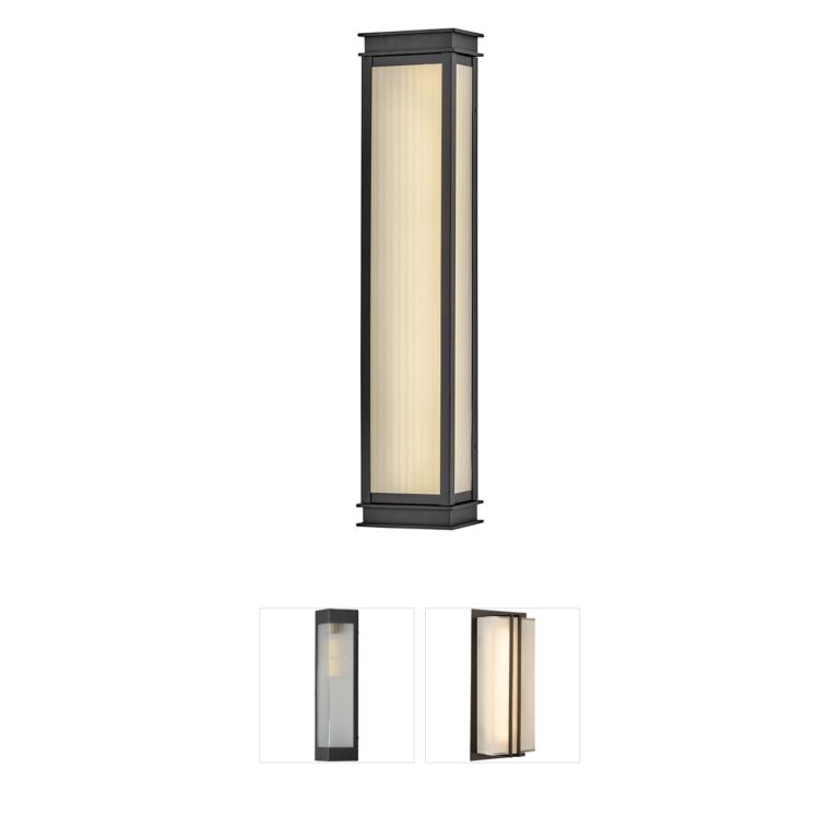 Hinkley Rockwell Large LED Outdoor Wall Mount Lantern in Textured Black with Clear Ribbed Glass