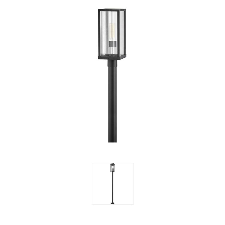 Hinkley Torrent Black Aluminum Post Mount with Ribbed Glass