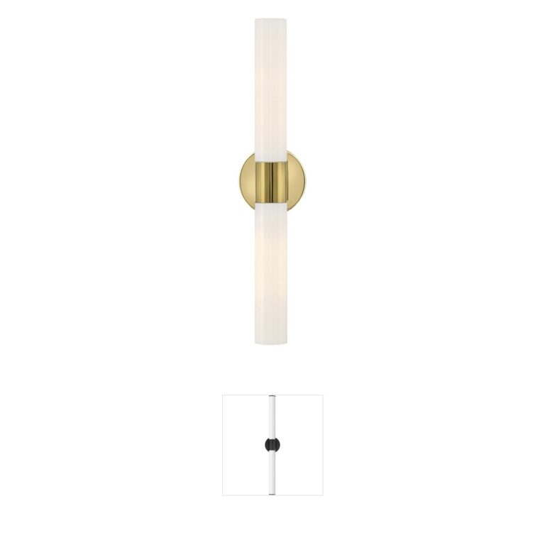 Lark Shea 24-Inch Bright Brass Linear Vanity Light with Cased Opal Glass
