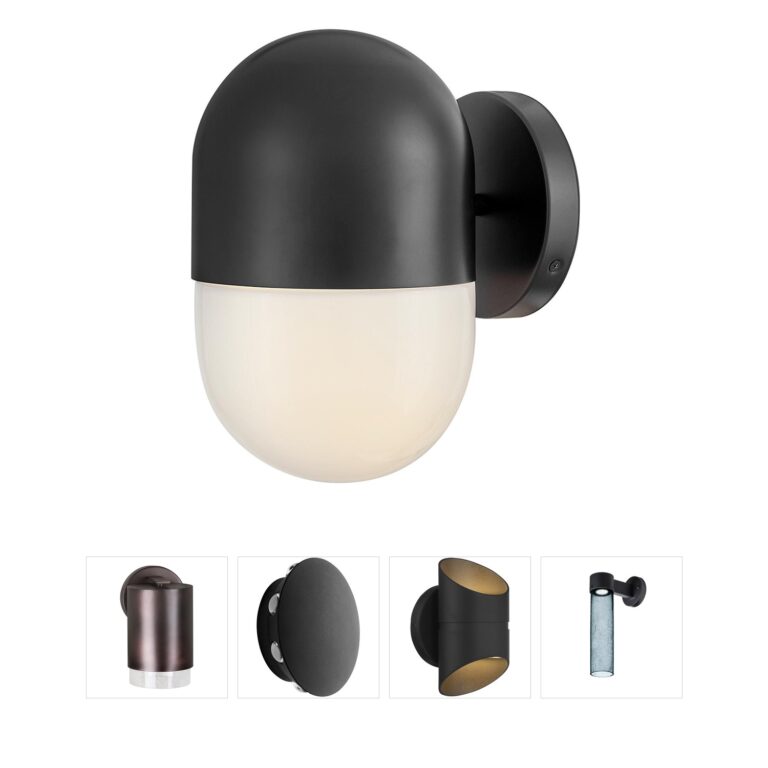 Lark Bardi Black Aluminum Outdoor Wall Lantern with Cased Opal Glass