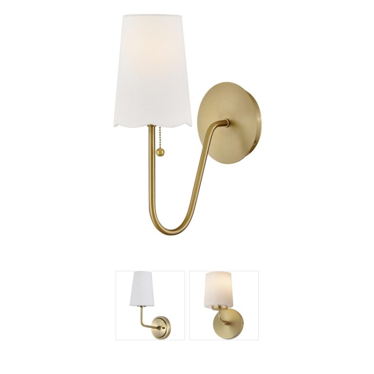 Lark Bliss Lacquered Brass Wall Sconce with Linen Shade