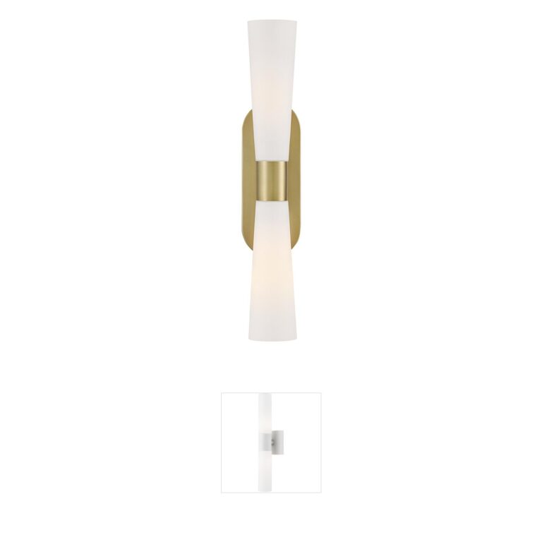 Lark Beau Lacquered Brass Linear Bath Sconce with Etched Opal Glass