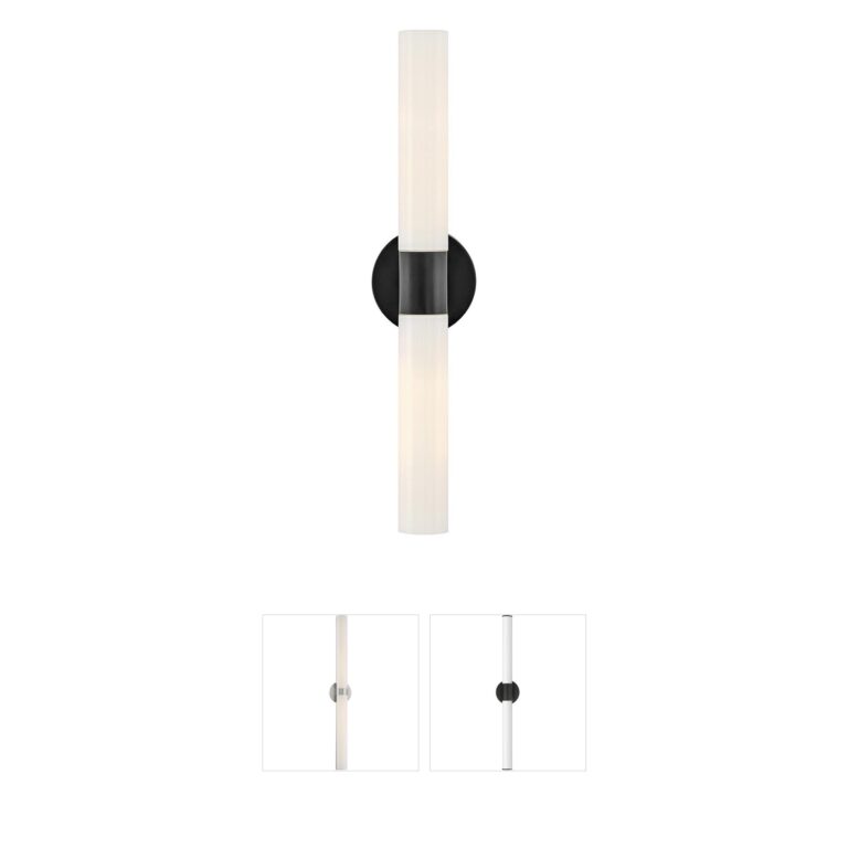 Lark Shea 2-Light Black Bathroom Vanity Light with Cased Opal Glass