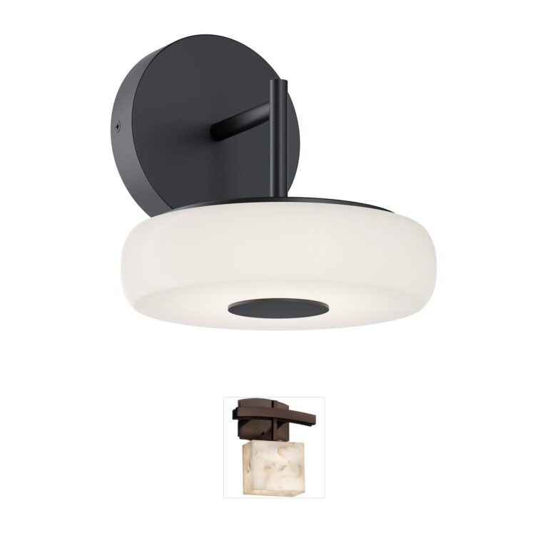 AFX June 8" Integrated LED Wall Sconce in Black with White Acrylic Shade