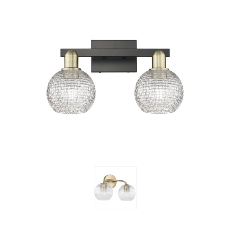 Innovations Lighting Arcadia Athens 2-Light Vanity in Black Antique Brass with Clear Basketweave Glass
