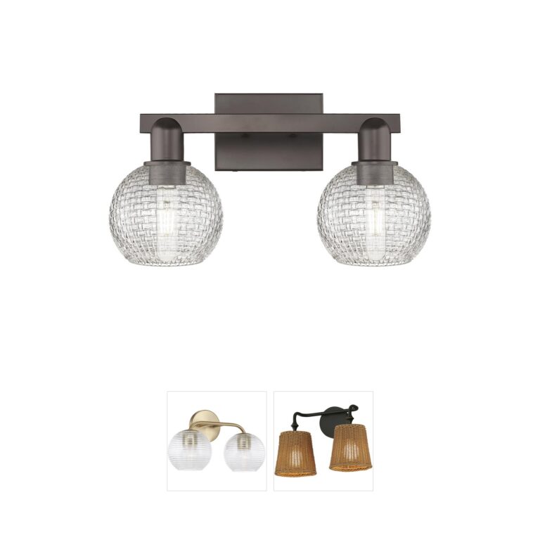 Innovations Lighting Arcadia Athens 2-Light Oil Rubbed Bronze Vanity with Clear Basketweave Glass