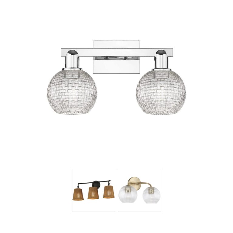 Innovations Lighting Arcadia Athens 2-Light Polished Chrome Vanity with Clear Basketweave Glass