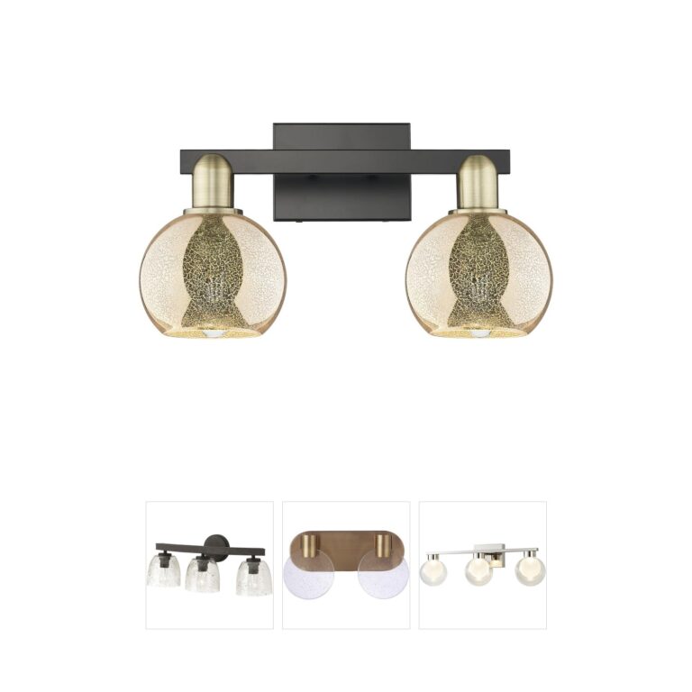 Innovations Lighting Arcadia Athens 2-Light Vanity in Black Antique Brass with Mercury Glass