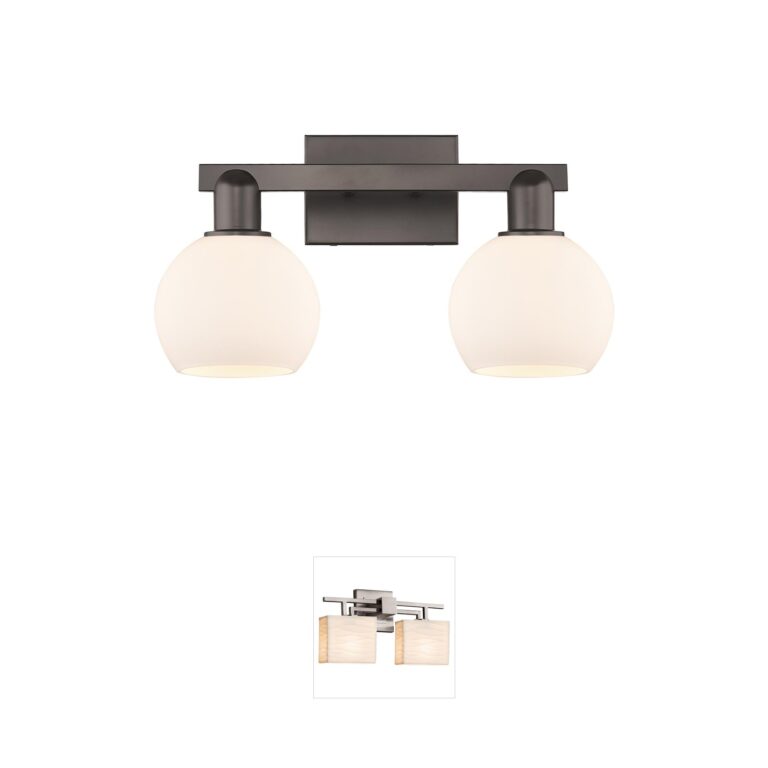 Innovations Lighting Arcadia Athens 2-Light Oil Rubbed Bronze Vanity with Matte White Glass