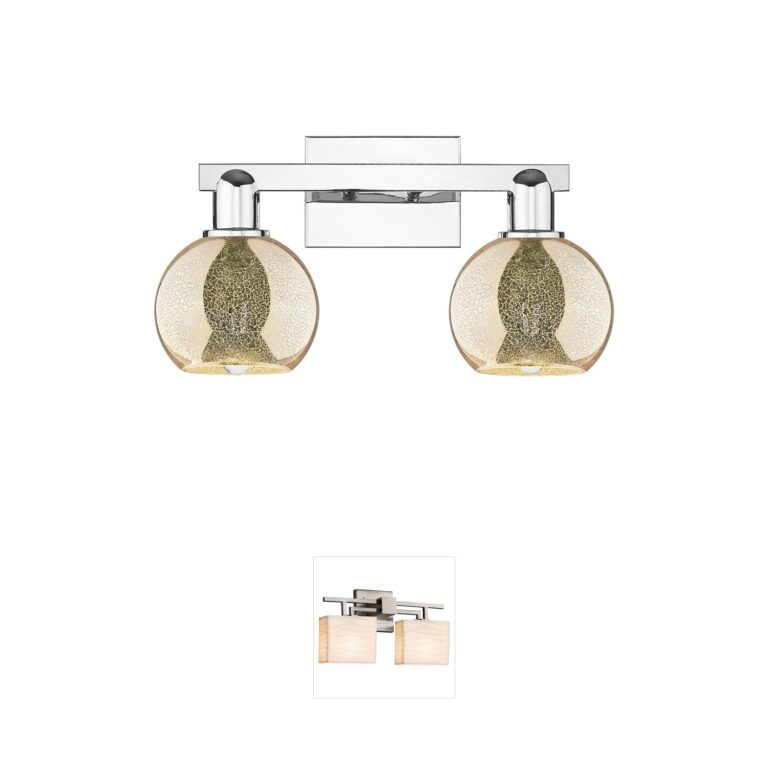 Innovations Lighting Arcadia Athens 2-Light Polished Chrome Bath Vanity with Mercury Glass Shades