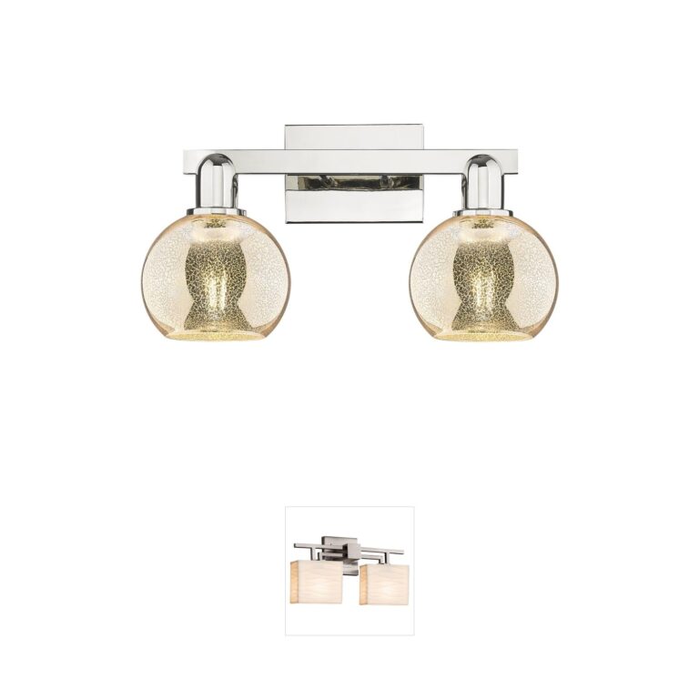 Innovations Lighting Arcadia Athens 2-Light Polished Nickel Vanity with Mercury Glass
