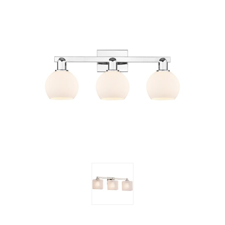 Innovations Lighting Arcadia Athens 3-Light Polished Chrome Vanity with Matte White Glass