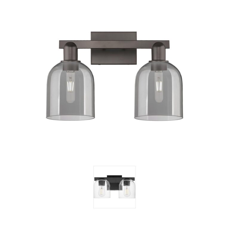 Innovations Lighting Arcadia Bella 2-Light Oil Rubbed Bronze Vanity Light with Light Smoke Glass