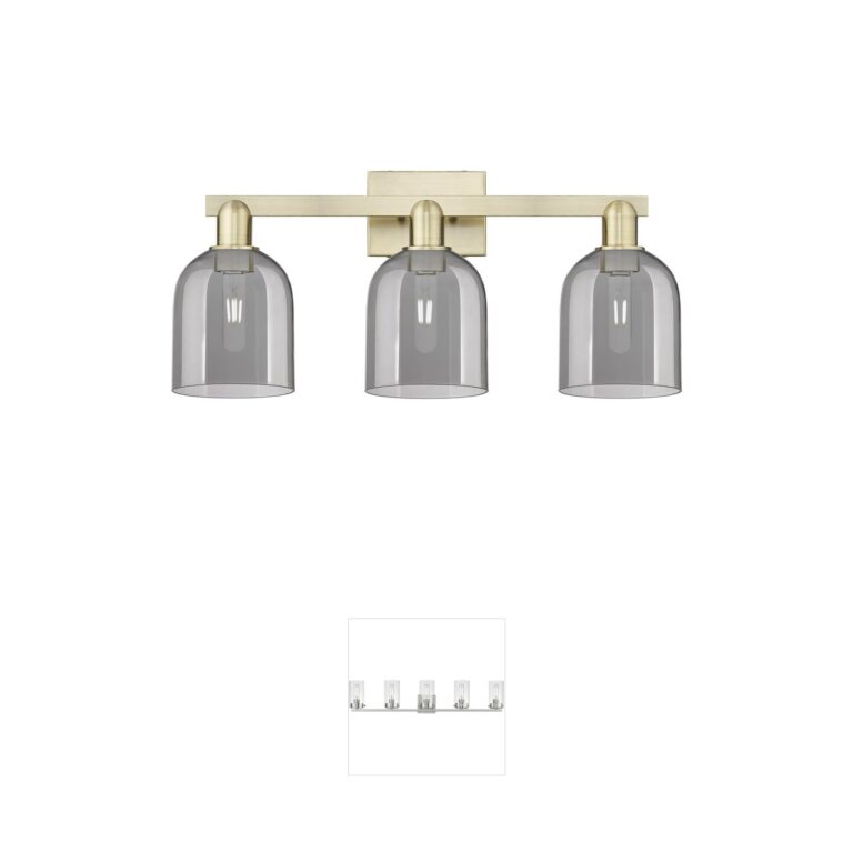 Innovations Lighting Arcadia Bella 3-Light Antique Brass Vanity with Smoke Glass