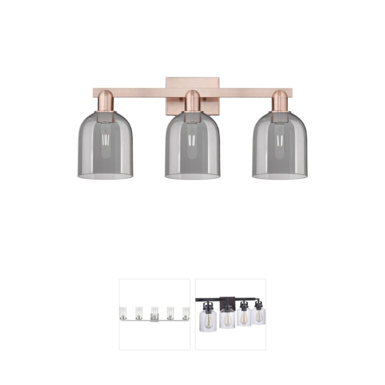 Innovations Lighting Arcadia Bella 3-Light Antique Copper Vanity with Light Smoke Glass