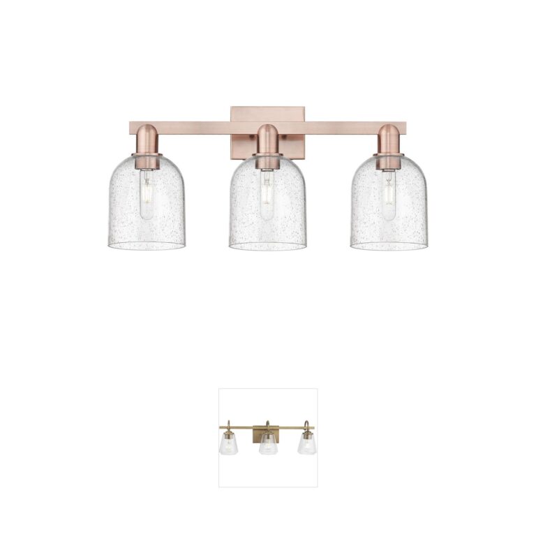 Innovations Lighting Arcadia Bella 3-Light Antique Copper Seedy Glass Vanity Sconce