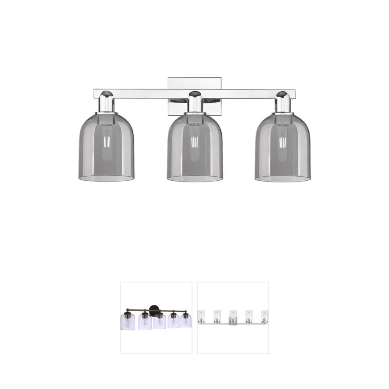 Innovations Lighting Arcadia Bella 3-Light Polished Chrome Vanity with Light Smoke Glass