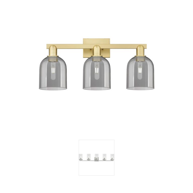 Innovations Lighting Arcadia Bella 3-Light Satin Gold Hand-Blown Smoke Glass Vanity